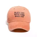 Casquette de baseball orange délavée vintage avec texte noir imprimé et visière courbée - Taille unique / Orange