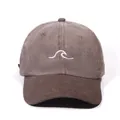Casquette de baseball marron délavé avec broderie de vague et coton vintage - Taille unique / Café