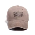 Casquette de baseball en coton délavé kaki avec broderie Black Out With Your Rack Out - Taille unique / Café