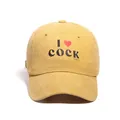 Mustard yellow baseball cap with I Love Cocktails print and curved brim in cotton - One Size / Yellow