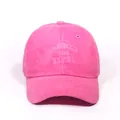 Washed cotton baseball cap in rose red with TANNED and TIPSY print for men and women - One Size / Rose Red