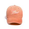 Orange-pink washed cotton baseball cap with Let Them embroidery and curved brim - One Size / Orange