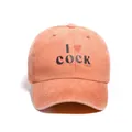 Washed orange vintage baseball cap with I Love Cocktails printed text for unisex wear - One Size / Orange