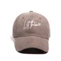 Washed brown cotton baseball cap with Let Them heart embroidery and curved brim - One Size / Coffee