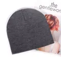 Dark grey knitted beanie in premium thick acrylic material for autumn and winter warmth - Gray