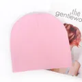 Minimalist soft pink knitted beanie for winter with fine texture and warm acrylic fabric - Light Pink
