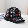 Streetwear black graffiti baseball cap with colorful print and adjustable strap - Adult Style (54-59cm) / Graffiti Black