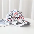 White adjustable graffiti print baseball cap with street hip hop style pattern - Adult Style (54-59cm) / 98 Brim Graffiti-White