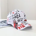 Street style graffiti print white baseball cap with edgy hip hop graphic design - Circle Graffiti-White