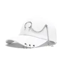 White hip-hop baseball cap with silver metal rings and long chain link design - Children (2-8 Years Old) / Chain Style (White)
