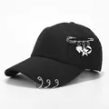 Schwarze Hip-Hop Baseballkappe für Kinder mit Silberringen und Anhängern - Kinder (2-8 Jahre alt)