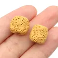 Two yellow porous lava stone loose beads for DIY jewelry making held between fingers - Rounded Rectangle (3) / Yellow (No.3)