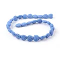 Blue heart-shaped lava stone beads with natural porous texture for DIY jewelry making - 13x14mm / Blue