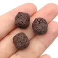 Irregular dark brown lava stone cube beads for DIY jewelry making on human hand - Irregular Cube (4) / Dark Brown (No.4)