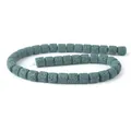 Cuentas cilíndricas de lava volcánica azul oscuro para joyería y pulseras DIY - 6x6mm / Cian oscuro