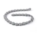 Natural gray heart-shaped lava stone beads for DIY jewelry making with porous texture - 13x14mm / Gray