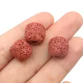 Trois perles en pierre de lave brun-rouge pour bijoux DIY et aromathérapie - Rouge-Brun (6)