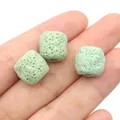 Perle de roche volcanique cubique vert clair pour bijoux DIY tenue à la main - Vert Clair (No.9)