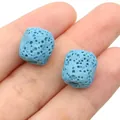 Perles de lave bleu ciel à texture poreuse pour la création de bijoux DIY et aromathérapie - Bleu Ciel (Couleur 10)