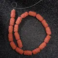 Strang aus zylindrischen roten Lavasteinperlen mit natürlicher Textur für DIY-Schmuck - Nr.7 Rot