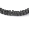 Bracciale artigianale con perline rondelle in pietra lavica nera opaca dalla trama porosa - Nero (13)