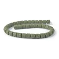 Cuentas cilíndricas de piedra volcánica verde oliva con textura porosa para joyería DIY - 6x6mm / Verde oliva