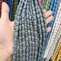 Perle cilindriche in pietra lavica grigio-nero per creazione di gioielli DIY - No.12 Nero Grigiastro
