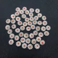 Macro shot of 10-12mm white shell daisy flower beads with orange center for DIY jewelry - 10mm / Orange