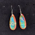 Bohemian imperial stone teardrop earrings with colorful marble textures and silver hooks - Colorful Texture (13)