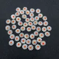 Natural white mop shell daisy beads with orange centers for DIY jewelry making - 10mm / Orange