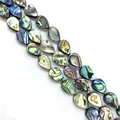 Perles goutte en nacre d'abalone naturelle irisée avec revers sombre pour bijoux DIY - Forme de Goutte d'Eau (Moyenne)