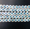 Heart-shaped mother of pearl shell beads with evil eye pattern for DIY jewelry - Vertical Hole Heart Shape / Large