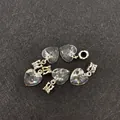 Five-piece heart-shaped faceted crystal pendants with silver textured bails for DIY jewelry - Clear
