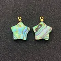 Star-shaped abalone shell pendants with golden rings for DIY jewelry making - Pentagram 10mm