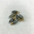 Bullet shaped grey labradorite natural stone pendants with gold metal ring clasp for DIY - Flash Stone (Labradorite)