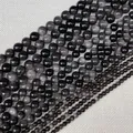 Varios tamaños de cuentas redondas de obsidiana plateada natural para joyas DIY - Obsidiana Plateada 4mm