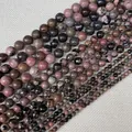 Cuentas de rodonita natural pulida en varios tamaños con patrones jaspeados rosa y negro - Rodonita 4mm