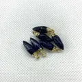 Set of 6 blue goldstone bullet pendants with gold alloy caps and starry texture - Blue Sandstone