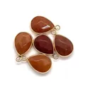 Pendentifs gouttes en pierre facettée rouge et orange avec bordure dorée pour bijoux - 14x23mm / Pierre de Couleur Mixte (9)