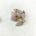 Pink quartz bullet-shaped stone pendants with gold-plated metal loops for DIY jewelry making - Rose Quartz