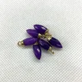 Set of five purple faceted bullet-shaped stone pendants with gold metal caps - Design No.10