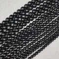 Varie dimensioni di perle in pietra nera naturale per la creazione di gioielli fai da te - Stile Legno di Ebano (N. 1)
