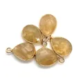 Pendentifs gouttes en pierre naturelle ambrée facettée avec bordure dorée pour bijoux DIY - 14x23mm / Pierre Couleur Ambre (23)