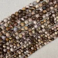 Polished round zebra stone beads with natural brown and white stripes for DIY jewelry making - Zebra Jasper 4mm