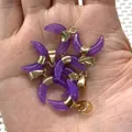 Pendentif demi-lune en pierre violette avec fermoir doré pour création bijoux - Pendentif Uniquement / Améthyste