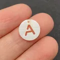 Natural freshwater shell bead with cutout letter A and rainbow luster for DIY jewelry - Letter A