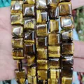 Gepolijste vierkante tijgeroog steenkralen met natuurlijke bruine texturen voor sieraden DIY - 12x12x5mm (ongeveer 33 stuks) / Tijgeroog