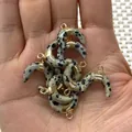 Pendentifs demi-lune en pierre dalmatien avec fermoirs dorés pour bijoux DIY - Pendentif Uniquement / Jaspe dalmatien