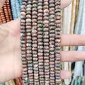 Abakusförmige Natursteinperlen in rot-braunem Jaspis-Muster für DIY-Schmuck - 4x6 98 Perlen / Roter Leopardenfell-Jaspis