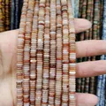 Orange and brown natural agate rondelle spacer beads 2x6mm for jewelry making - 2x6mm / Agate Chalcedony (Style 3)